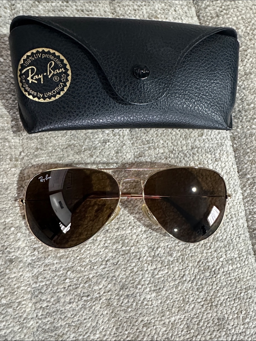 Ray-Ban RB3026 Large Gold Aviator Sunglasses with Brown Lenses